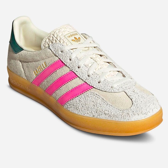 adidas gazelle silver green womens Adidas Women's Gazelle Indoor 'Green/Glow Pink' -Originally $120.00 -
